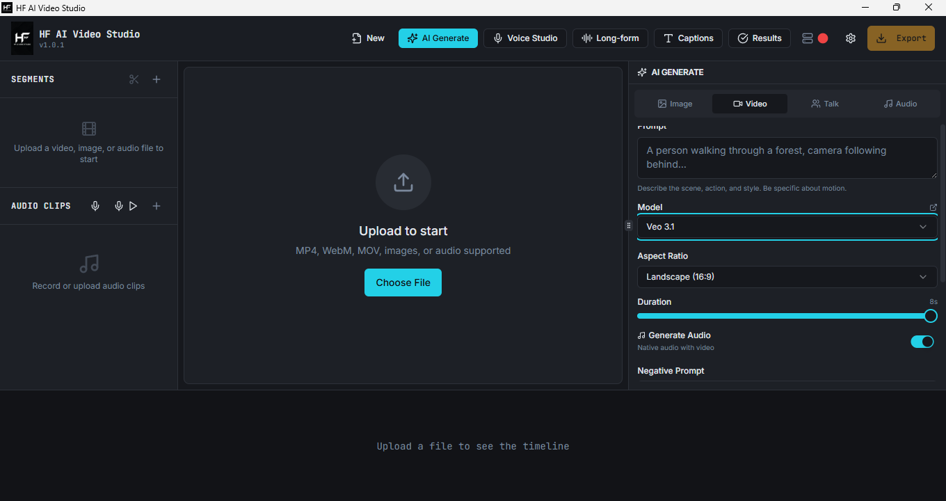 HF AI Video Studio — AI Generation