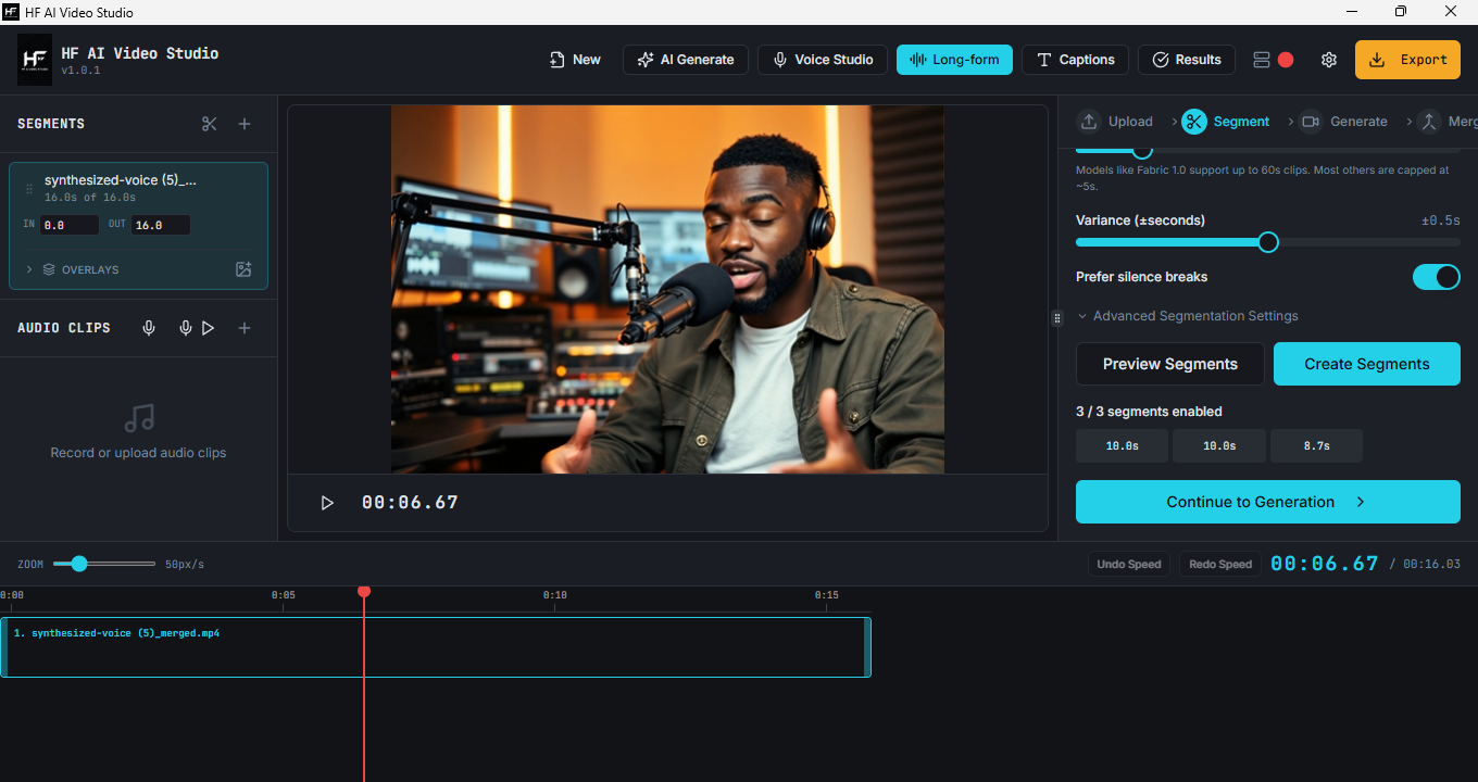 HF AI Video Studio — Long-Form Pipeline
