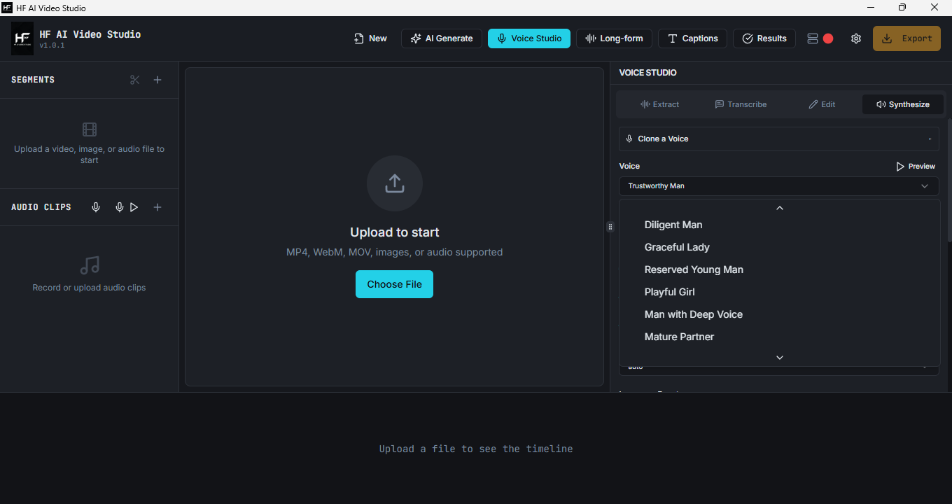 HF AI Video Studio — Voice Synthesis