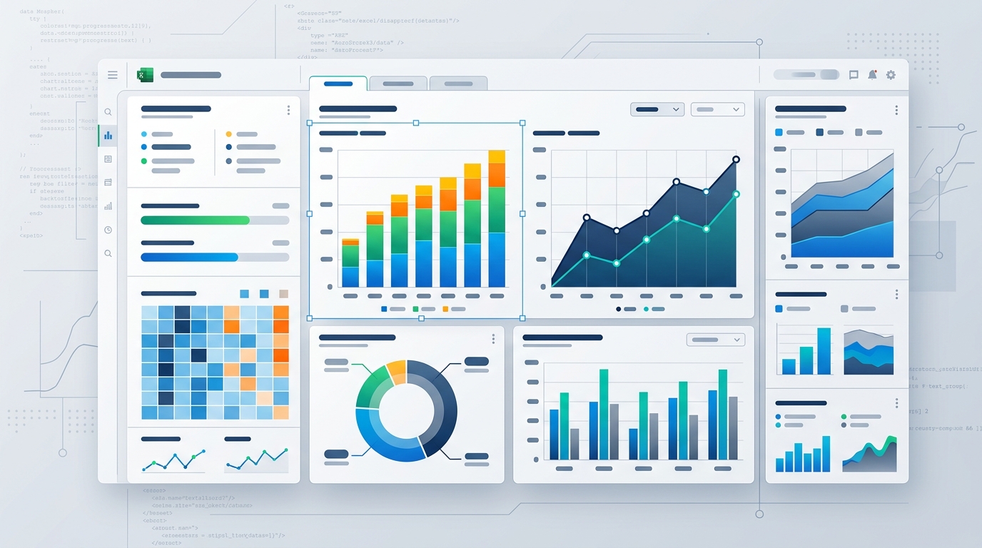 An example of an automatically generated Excel dashboard layout created using Python code.