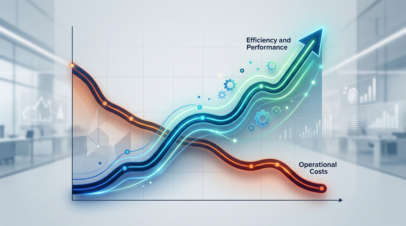 A graph illustrating the significant efficiency gains achieved by operations teams through the use of automation software.