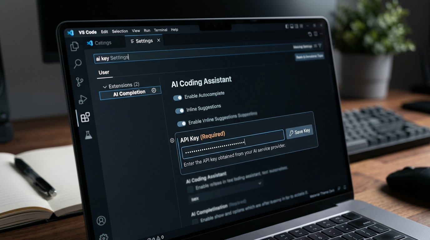 Claude API key configuration screen in VS Code settings for AI coding setup