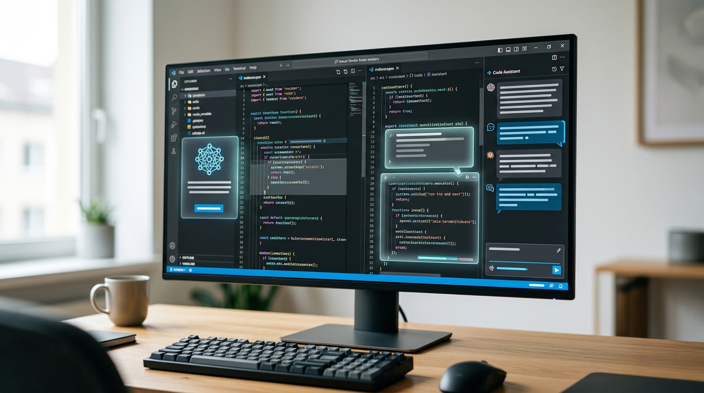 GitHub Copilot and Claude AI extensions working together in VS Code Insiders for code generation and review