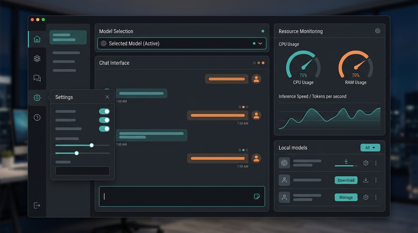 Dashboard view of an LM Studio alternative