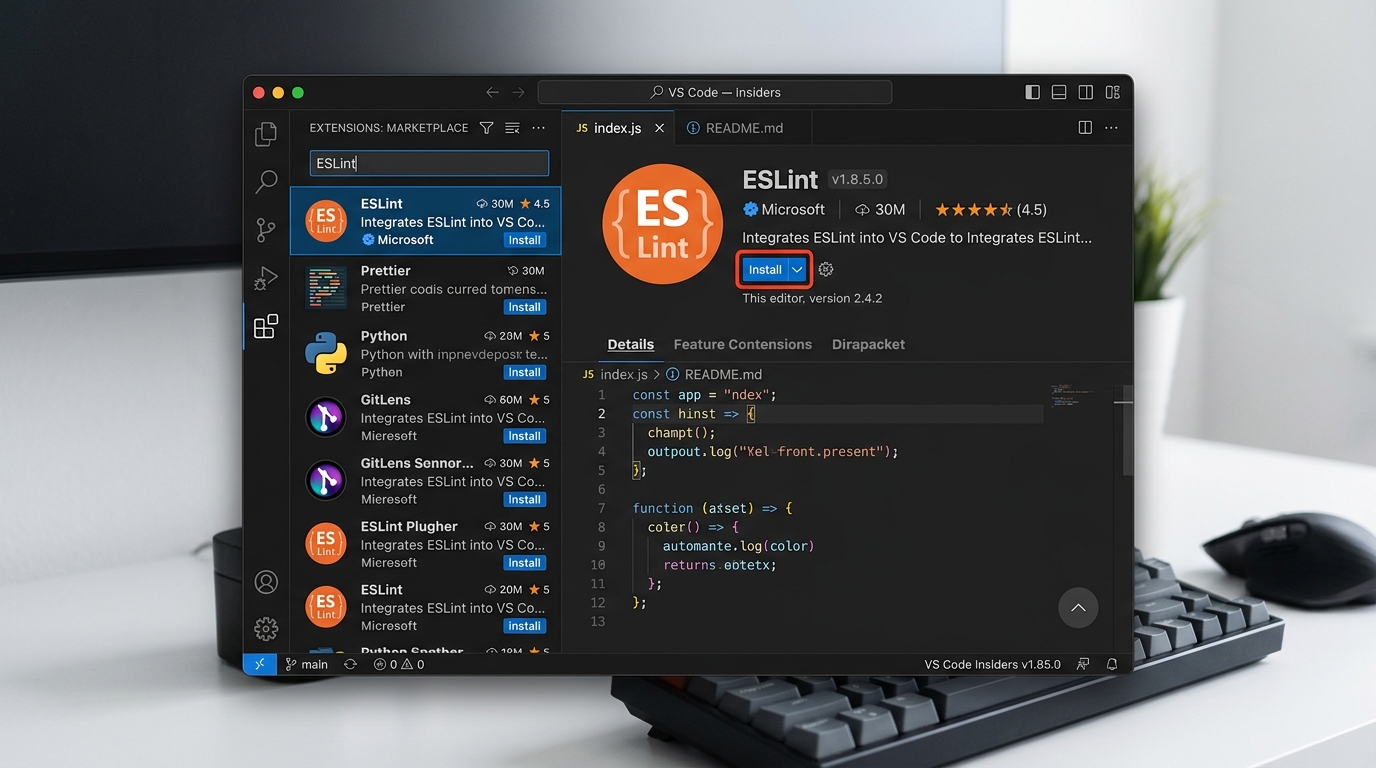VS Code Insiders interface showing Claude extension installation process