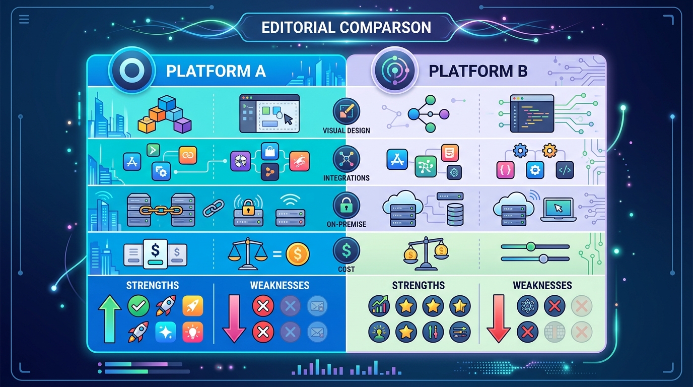 Comparison chart showing the differences between Make and n8n for local workflow automation.